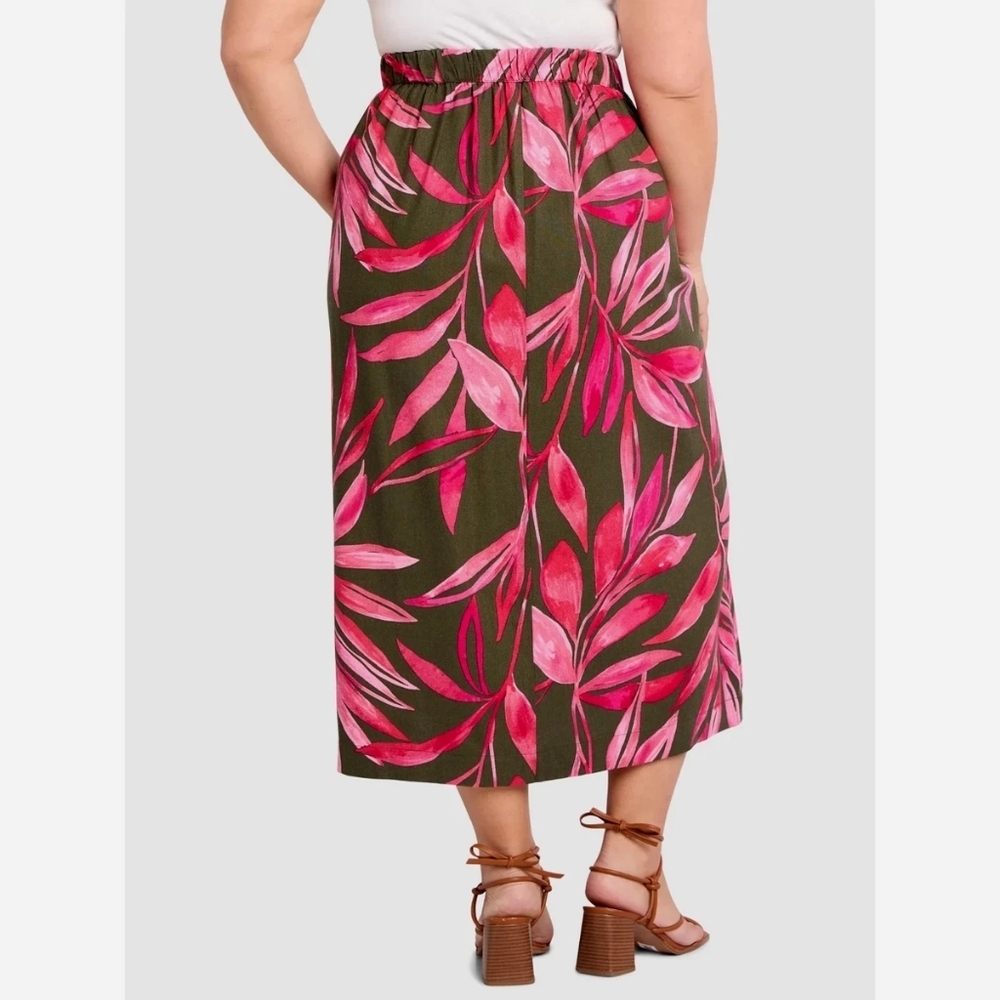 Time and Tru Women's Linen-Blend Slip Skirt with Side Slit, Size XL